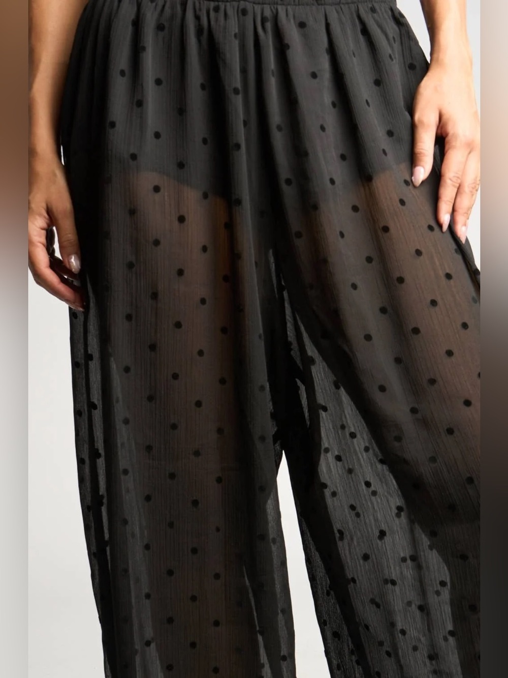 Zara Balloon Polka Dot Sheer Wide-Leg Pants